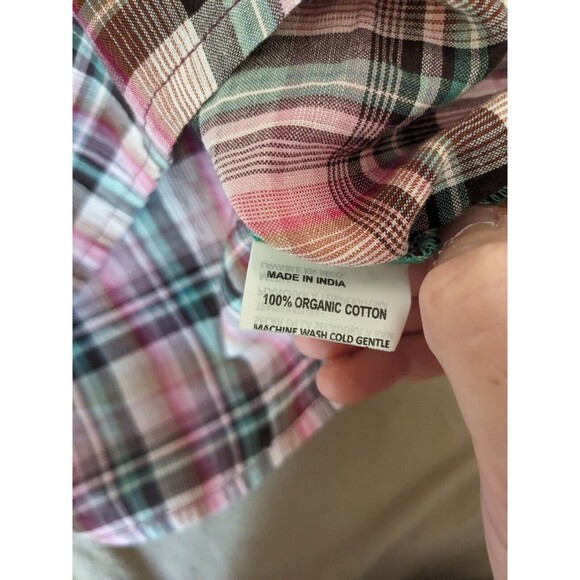 PrAna Gina Bora Bay Plaid Long Sleeve Top Organic Cotton- Size Large - Picture 6 of 7